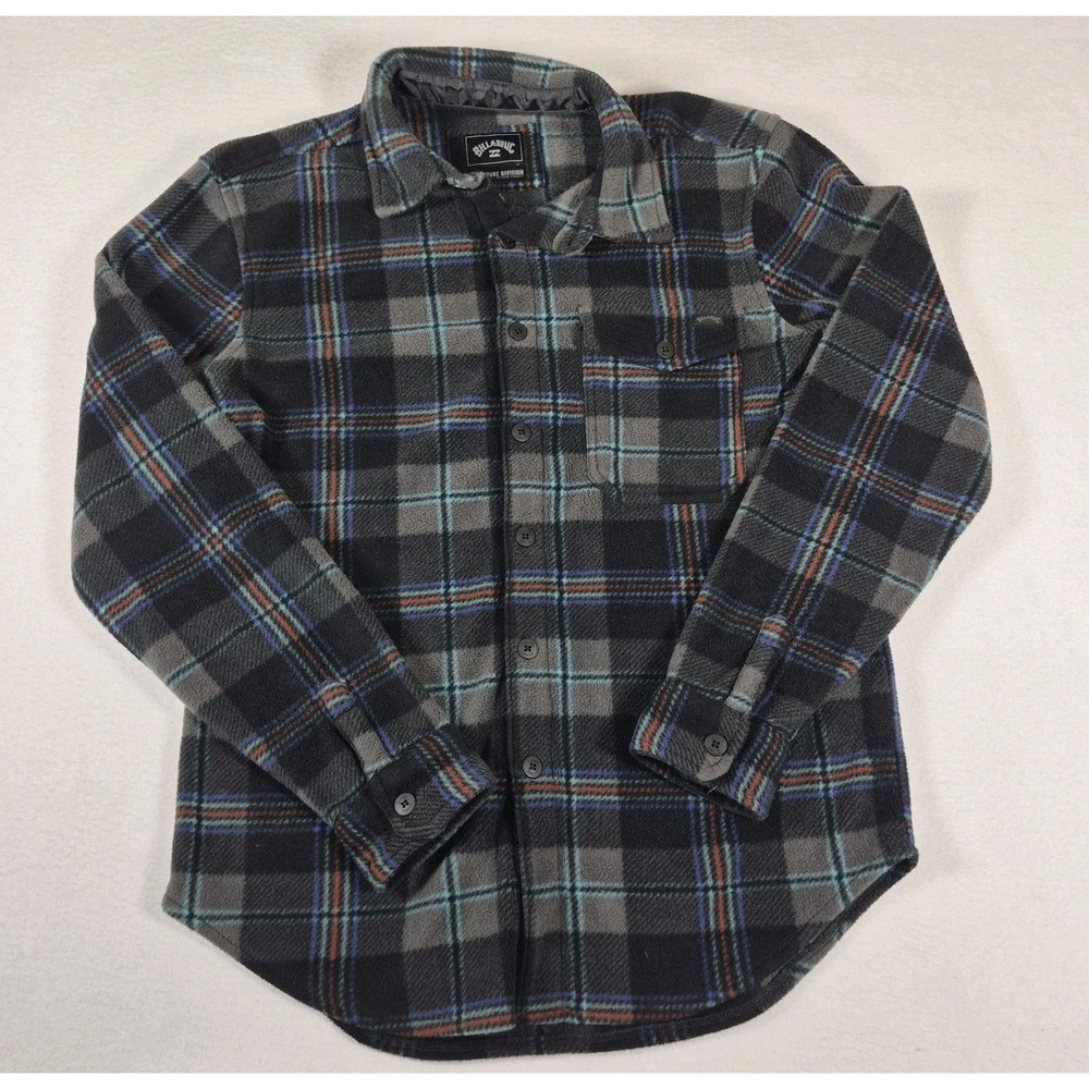 Billabong Adventure Division Polar Fleece Men's Size S Plaid Shirt Grey/Black